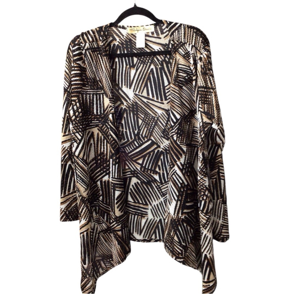 Aqua Blu Black and Cream Patterned Cardigan